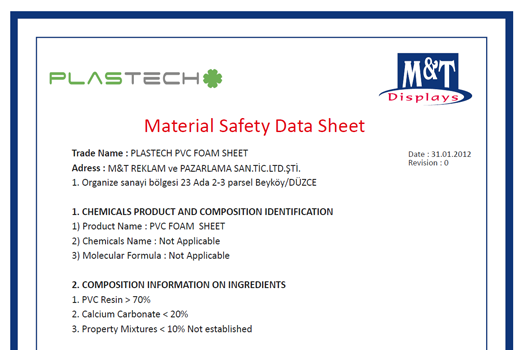 Сертификат безопасности вспененного ПВХ